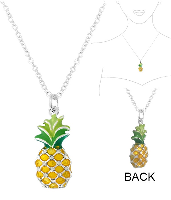 Tropical Theme 3D Epoxy Pendant Necklace - Pineapple