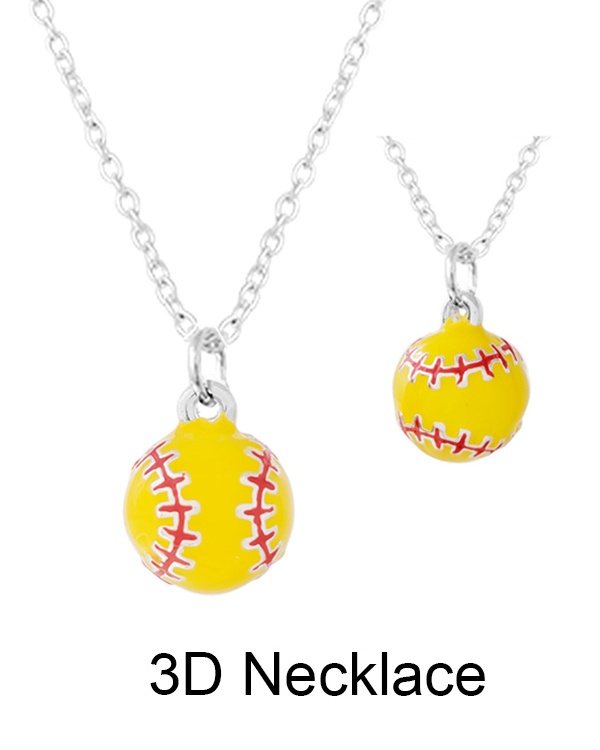 Sport Theme 3D Pendant Necklace - Soft Ball