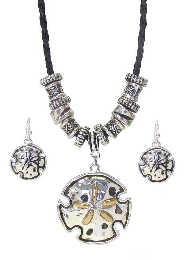 Designer Textured Sealife Theme Necklace Set - Sand Dollar