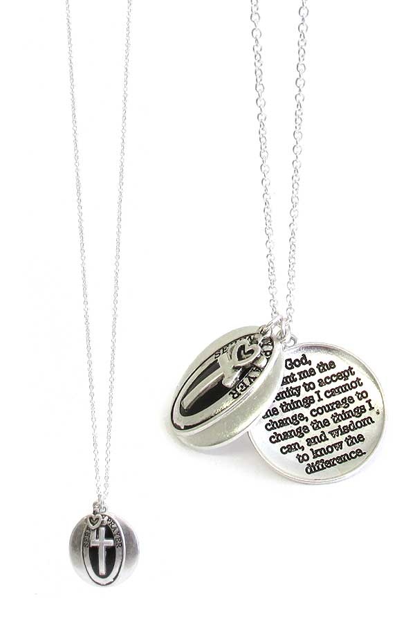 Religious Inspiration Message Double Pendant Long Necklace -