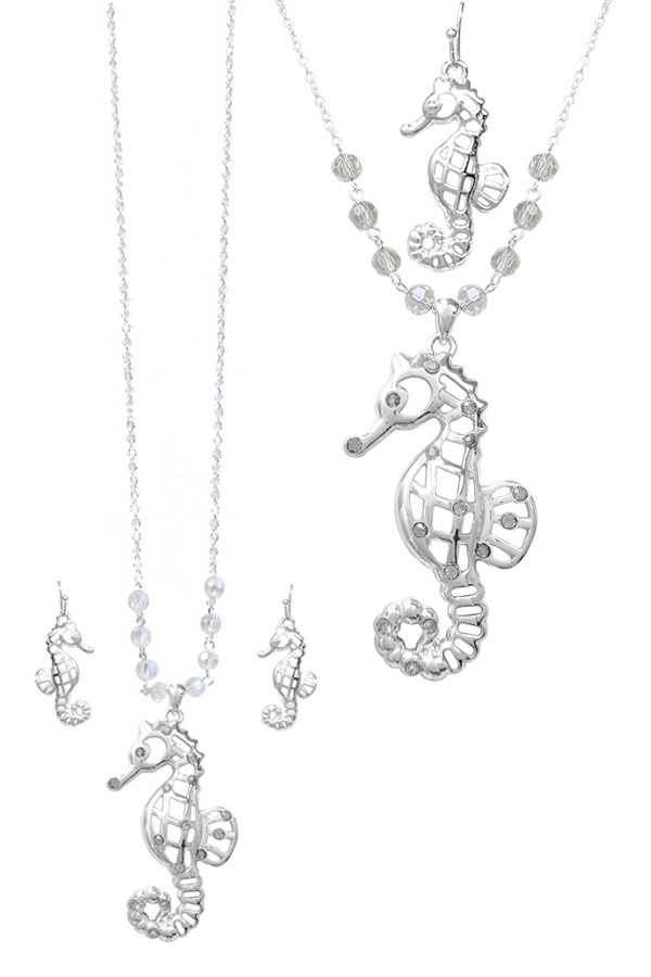 Sealife Theme Pendant Necklace Set - Sea Horse