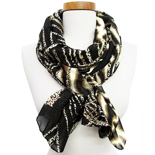 100% Polyester Wild Animal Pattern Chiffon Scarf