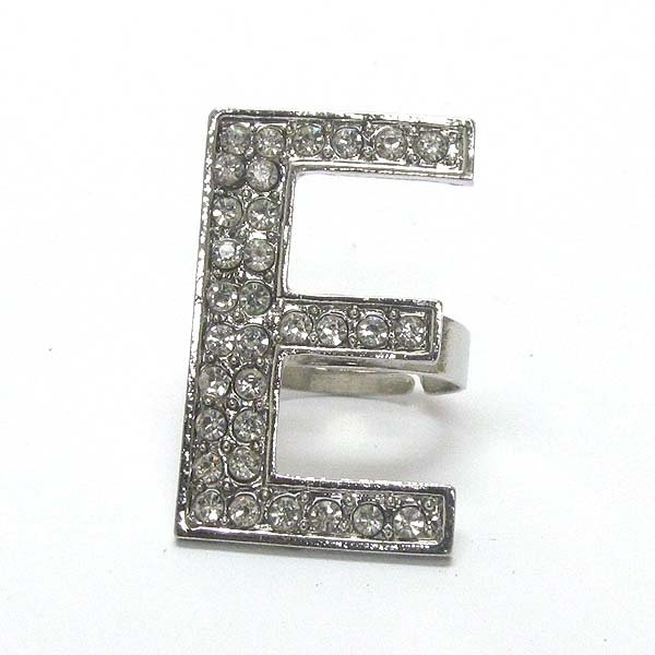 Crystal Deco Initial Adjustable Ring - e