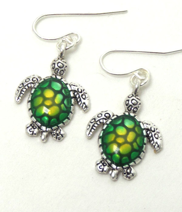 Sea Life Turtle Hook Earrings