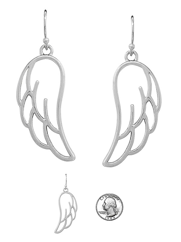 Metal Wire Art Earring - Angel Wing
