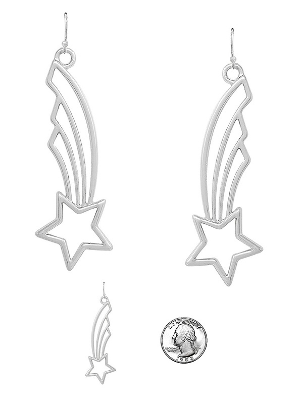 Metal Wire Art Earring - Shooting Star