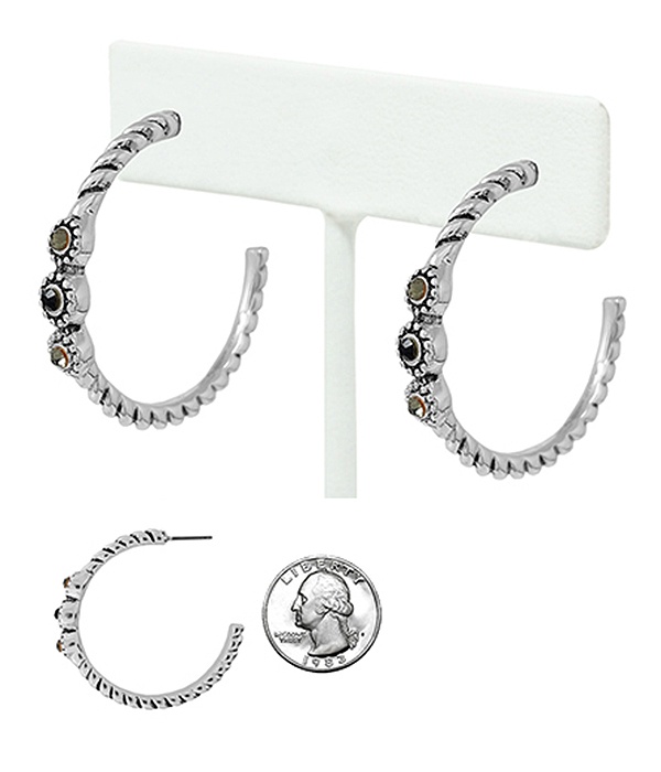 Designer Textured Hoop Earring