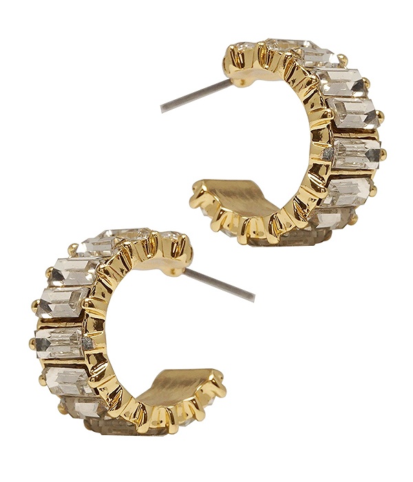 Multi Baguette Crystal Hoop Earring