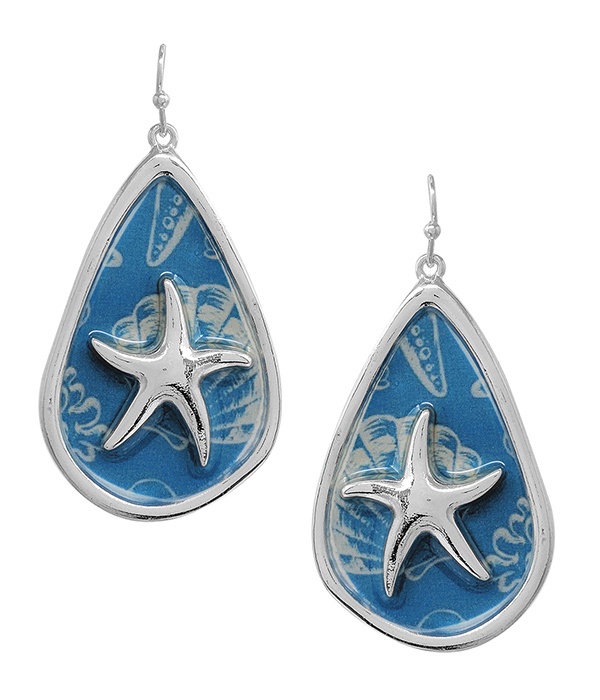 Sealife Theme Epoxy Teardrop Earring - Starfish