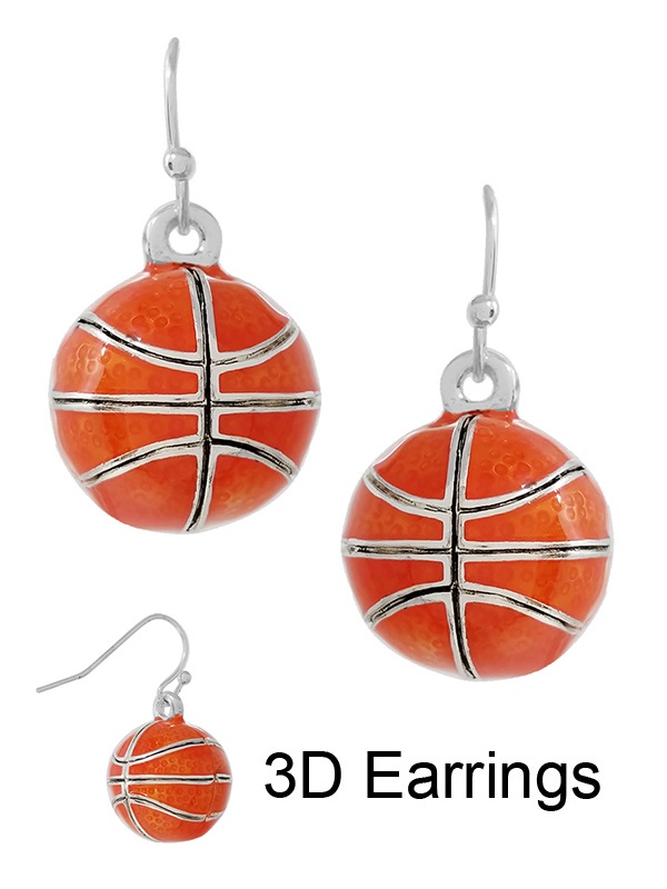 Sport Theme 3D Earring - Basketball