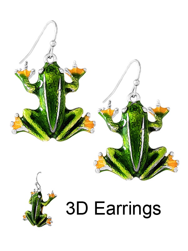 Tropical Theme 3D Epoxy Earring - Frog