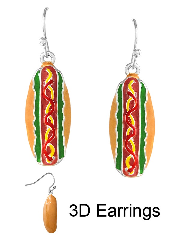 Game Day Theme 3D Epoxy Earring - Hot Dog