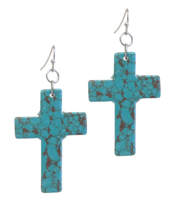 Turquoise Cross Earring