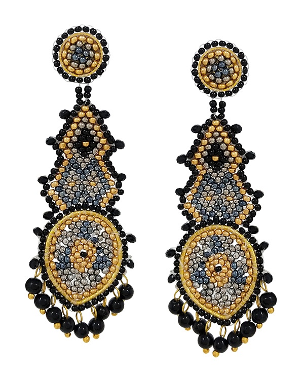 Handmade Multi Seedbead Drop Earring