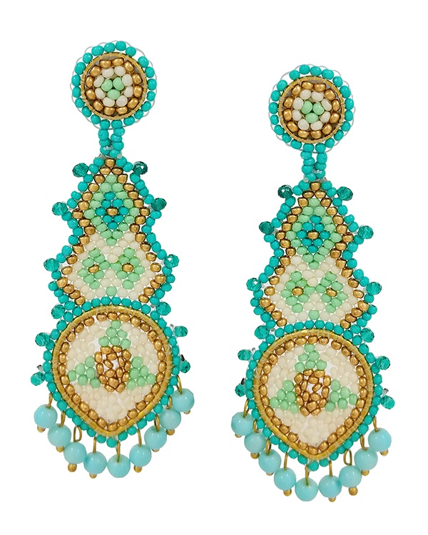 Handmade Multi Seedbead Drop Earring