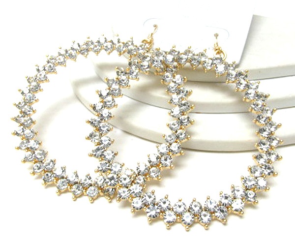 Multi Crystal Extra Large Round Metal Drop Earring