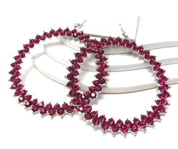 Multi Crystal Extra Large Round Metal Drop Earring
