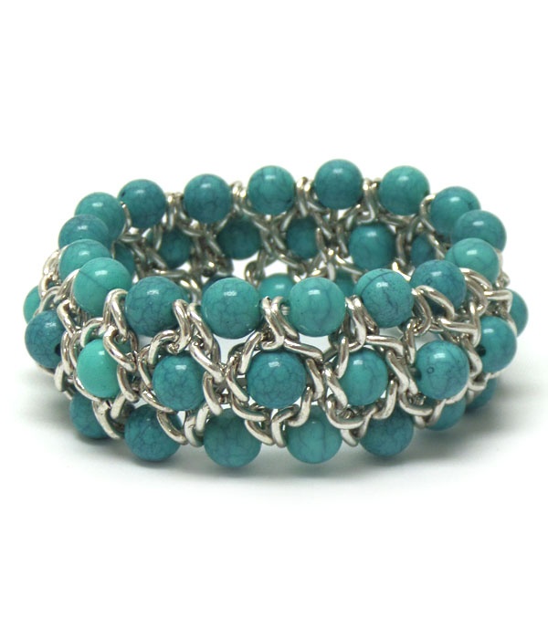 Chain And Beads Stretch Bracelet