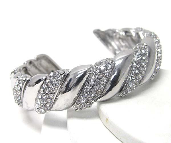 Crystal Deco Twist Metal Stretch Bracelet