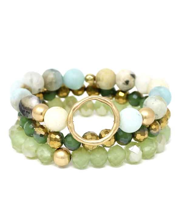 Multi Layer Semi Precious Stone Stretch Bracelet