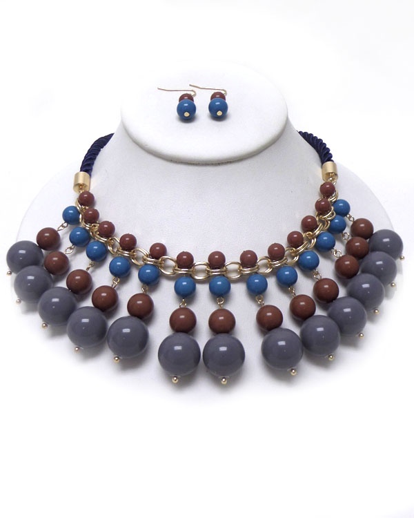 Twisted Rope With Multi Size Beads Necklace Set