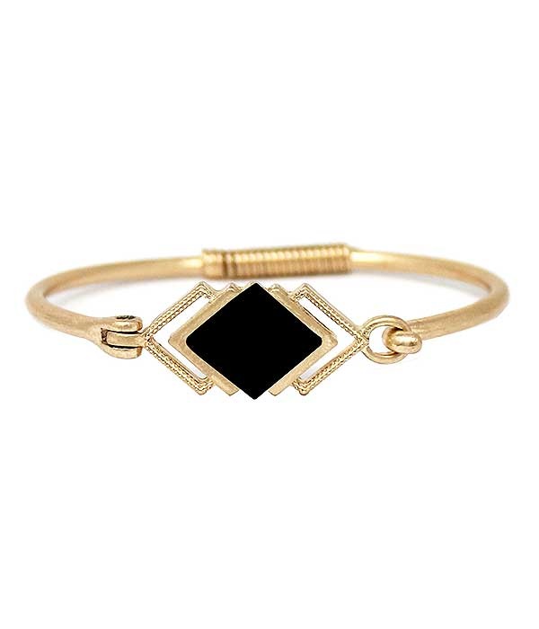 Spring Hinge Bangle Bracelet - Onyx