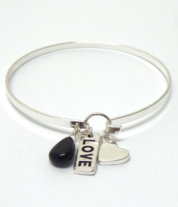 Thin Metal Love Bangle Bracelet