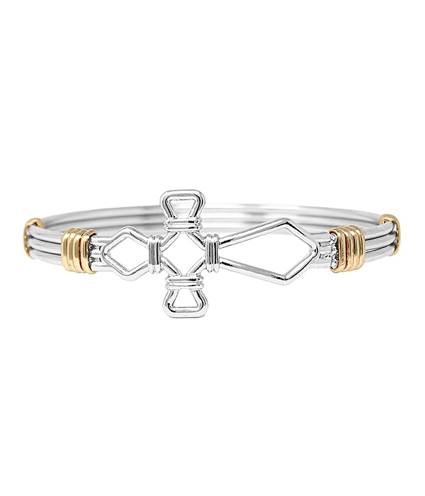 Wire Cross Bangle Bracelet