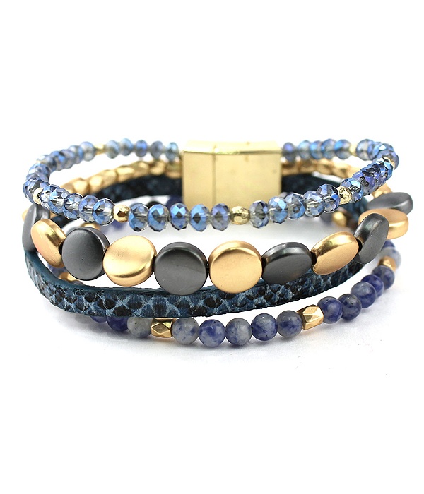 Multi Layer Bead Mix Magnetic Bracelet