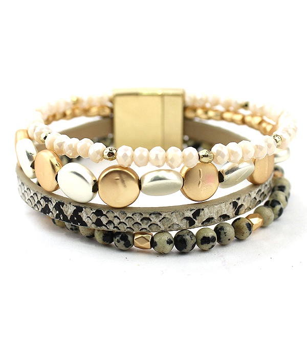 Multi Layer Bead Mix Magnetic Bracelet