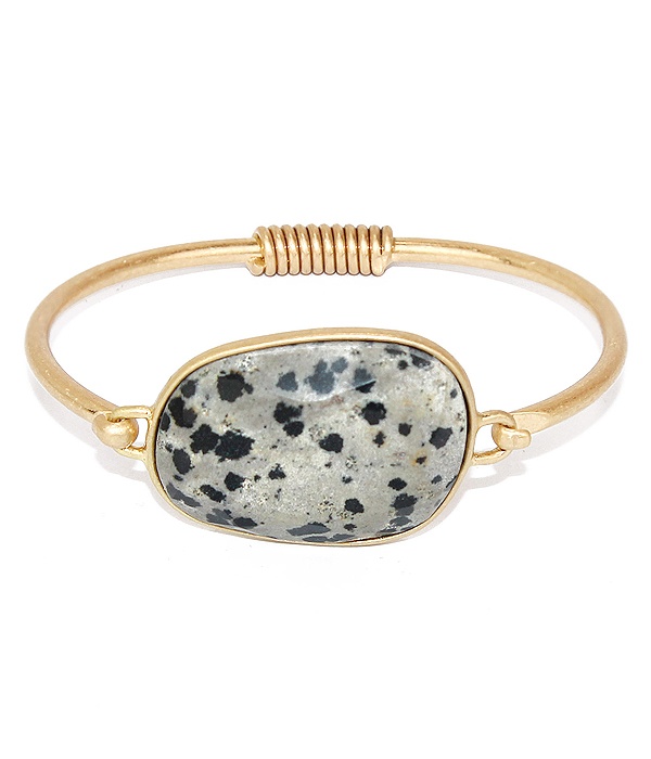 Semi Precious Stone Wire Bangle Bracelet