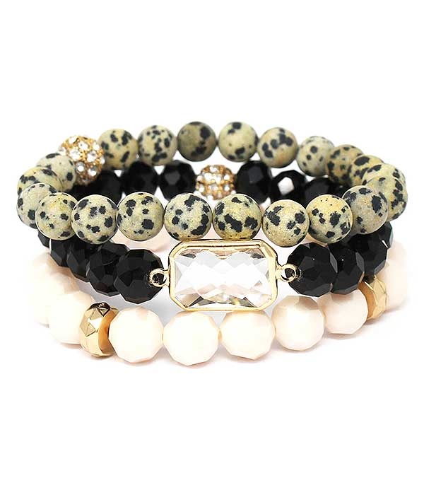 Multi Bead Mix Triple Stretch Bracelet Set