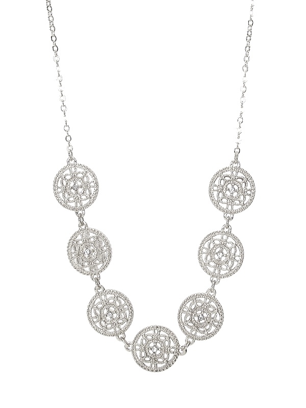 Metal Filigree Disc Link Necklace