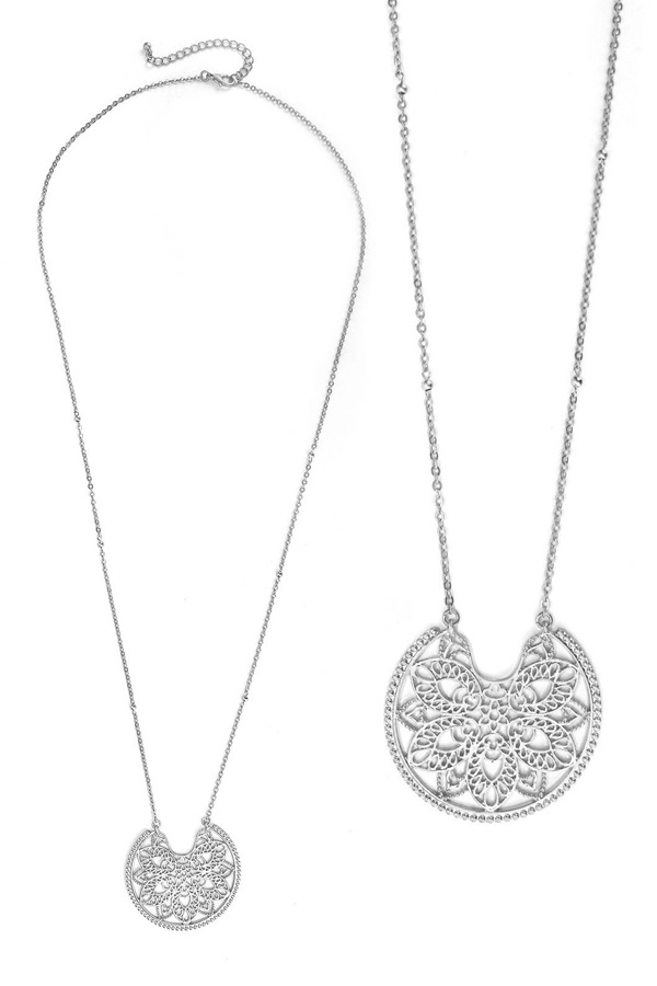 Metal Filigree Long Necklace