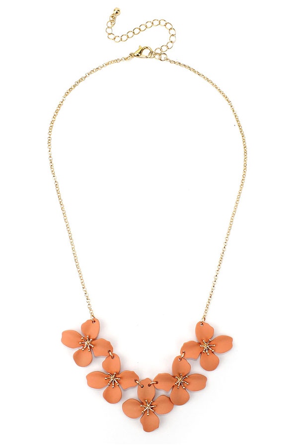 Multi Color Flower Link Necklace