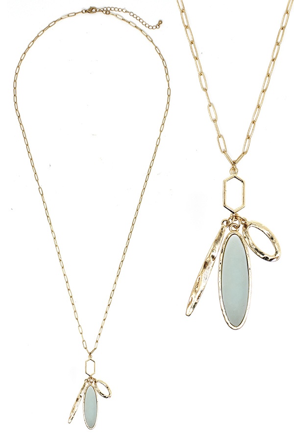 Semi Precious Stone Pendant Long Necklace