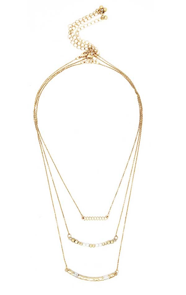 Metal Bar Pendant Triple Necklace Set