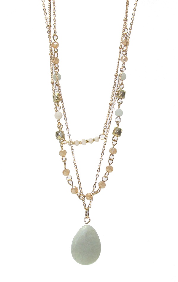 Semi Precious Stone Pendant Multi Layer Necklace