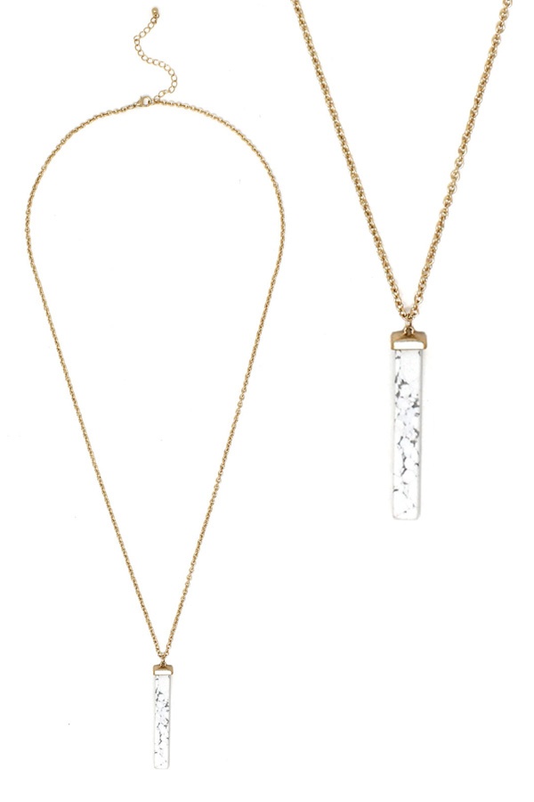 Semi Precious Stone Pendant Long Necklace