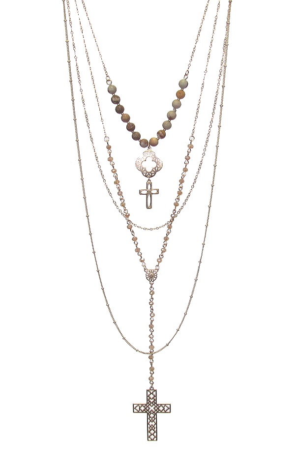 Multi Layer Cross Pendant Necklace