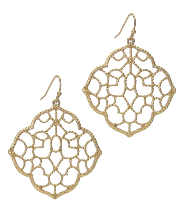 Metal Filigree Quatre Foil Earring