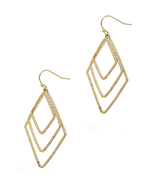 Textured Metal Triple Diamond Shape Earring