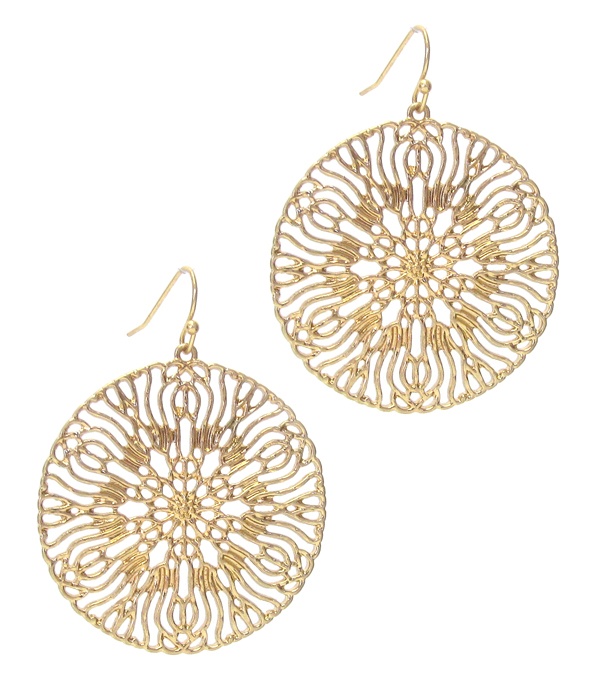Metal Filigree Disc Earring