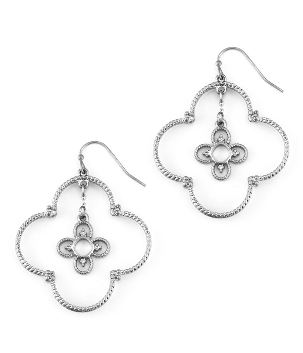 Double Quatrefoil Drop Earring