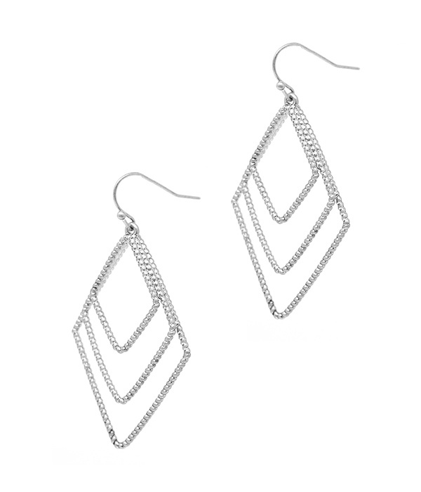 Textured Metal Triple Diamond Shape Earring