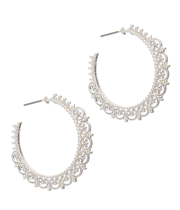Metal Filigree Hoop Earring
