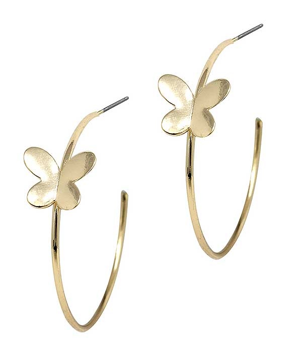 Metal Butterfly Hoop Earring