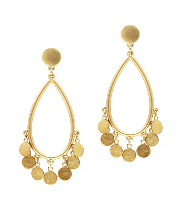 Multi Metal Disc Dangle Teardrop Earring