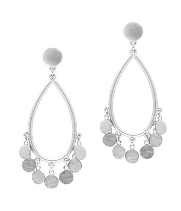 Multi Metal Disc Dangle Teardrop Earring