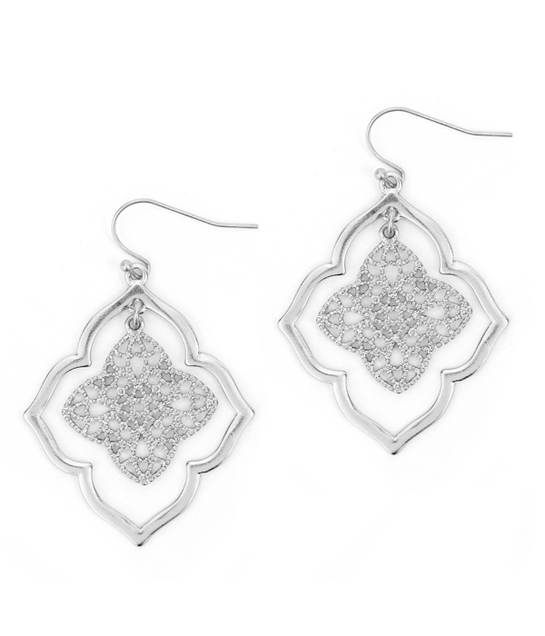 Metal Filigree Quatrefoil Earring